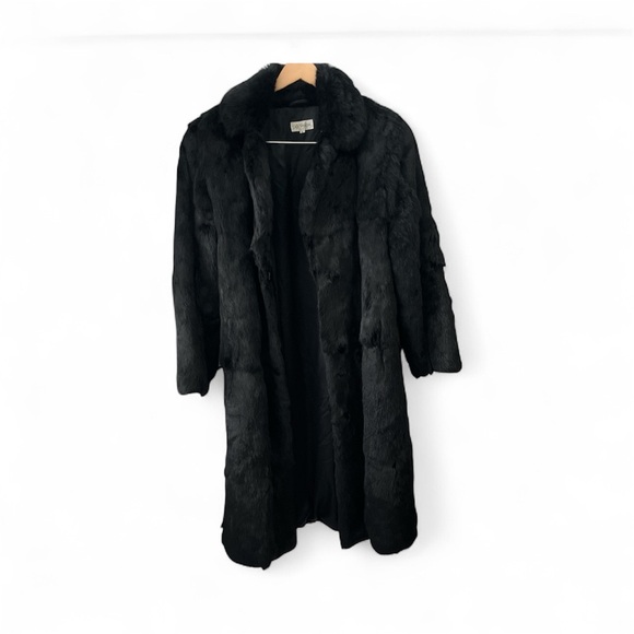 Lady Spencer Elegant Full Length Fur Coat Rabbit Fur France Made in Korea VTG - Picture 1 of 15